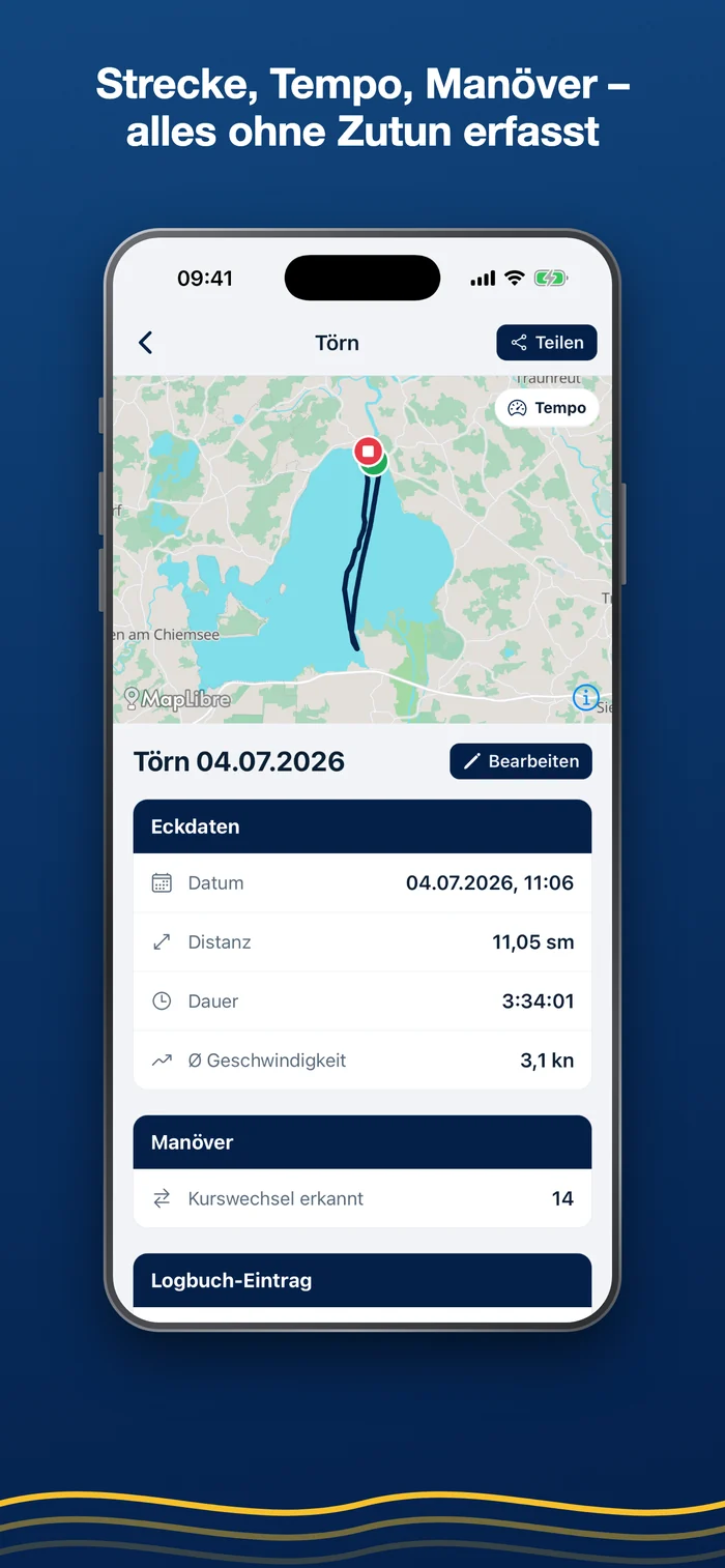 Binnen Skipper – Törn-Aufzeichnung