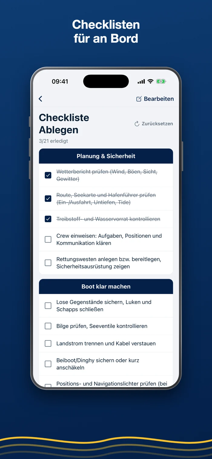 Port King – Checklisten an Bord